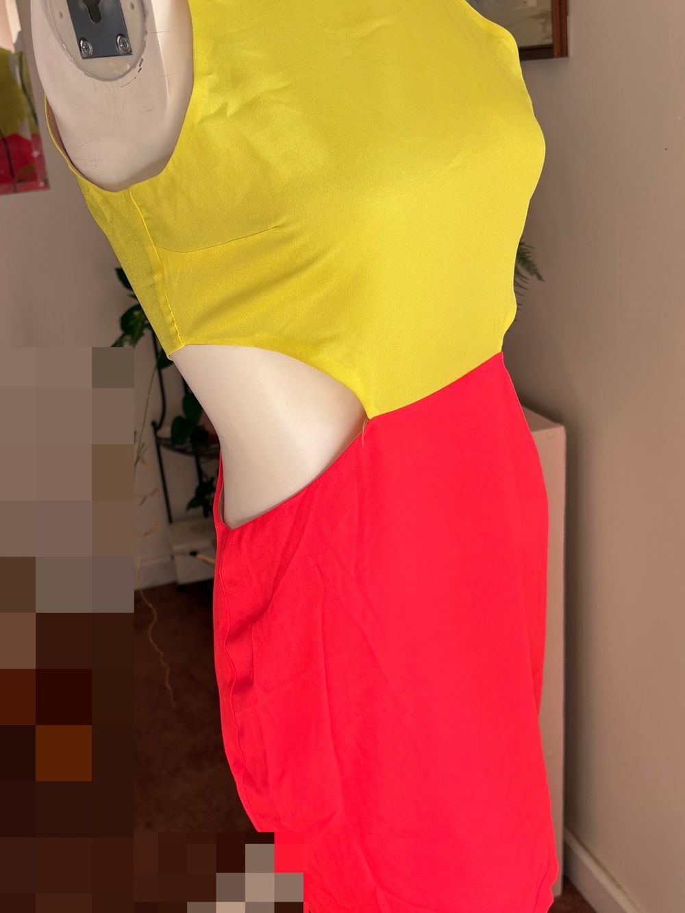 Naven Colorblock Mini Dress in Yellow and Hot Pink. 
Size Medium
